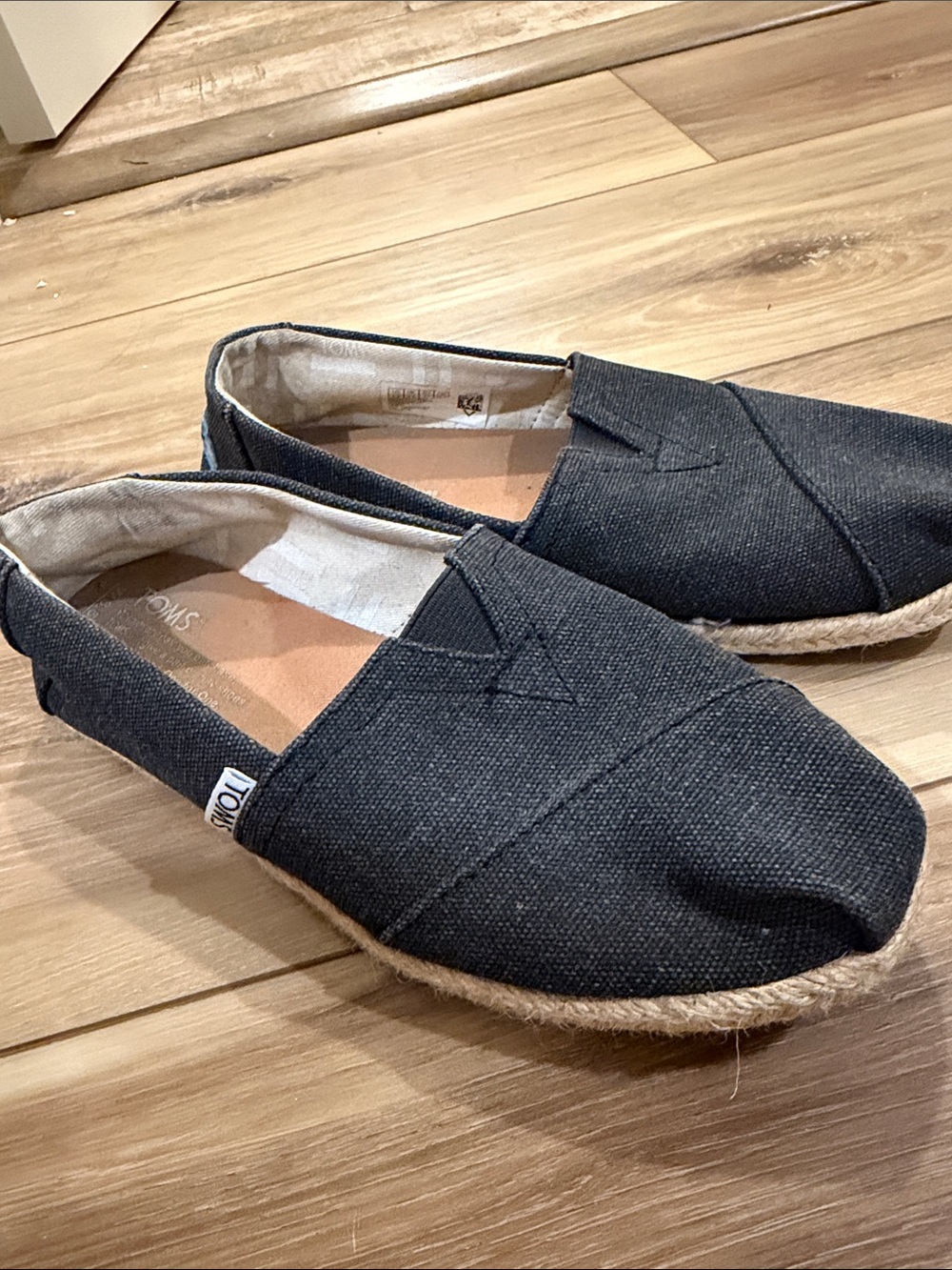 Toms Black Canvas Slip-On Espadrilles